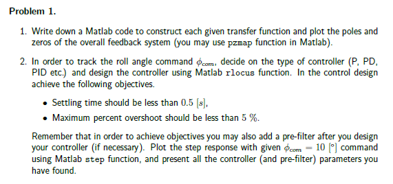 Problem 1 . 1 . Write down a Matlab code to