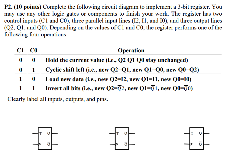 P 2 . ( 1 0 points ) Complete the following