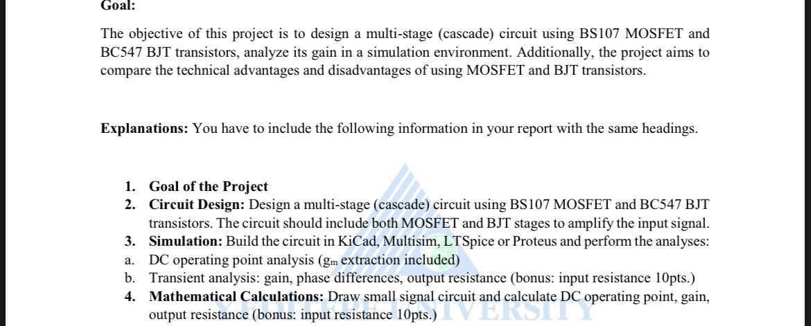 Goal: The objective of this project is to design