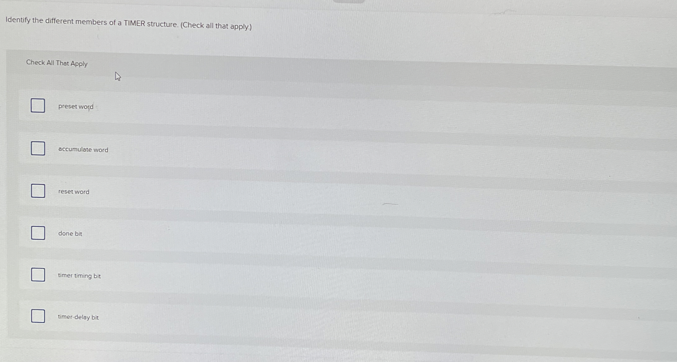 Identify the different members of a TIMER