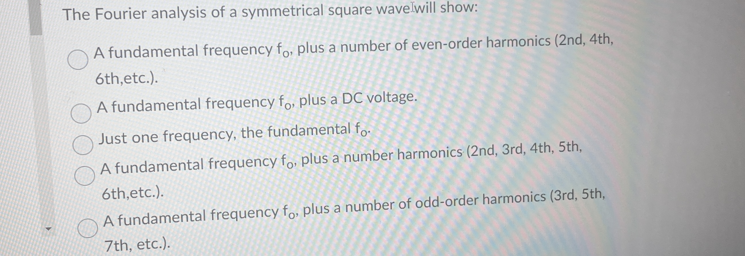 The Fourier analysis of a symmetrical square