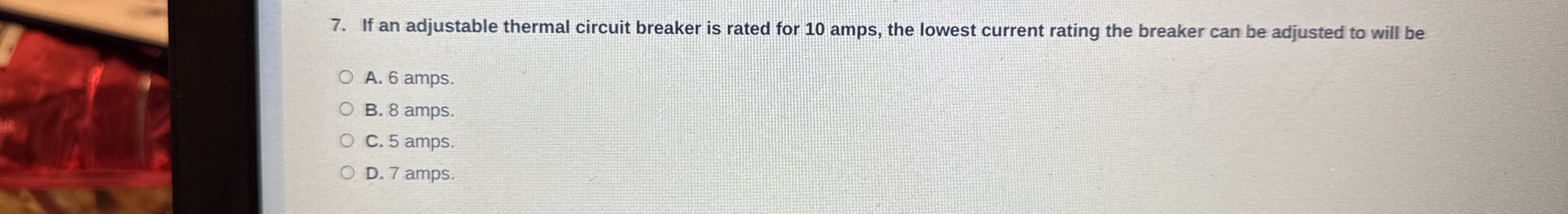 If an adjustable thermal circuit breaker is rated