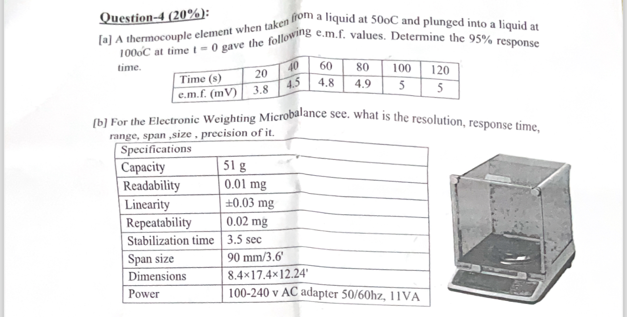 Question - 4 ( 2 0 % ) : [ a ] A thermocouple
