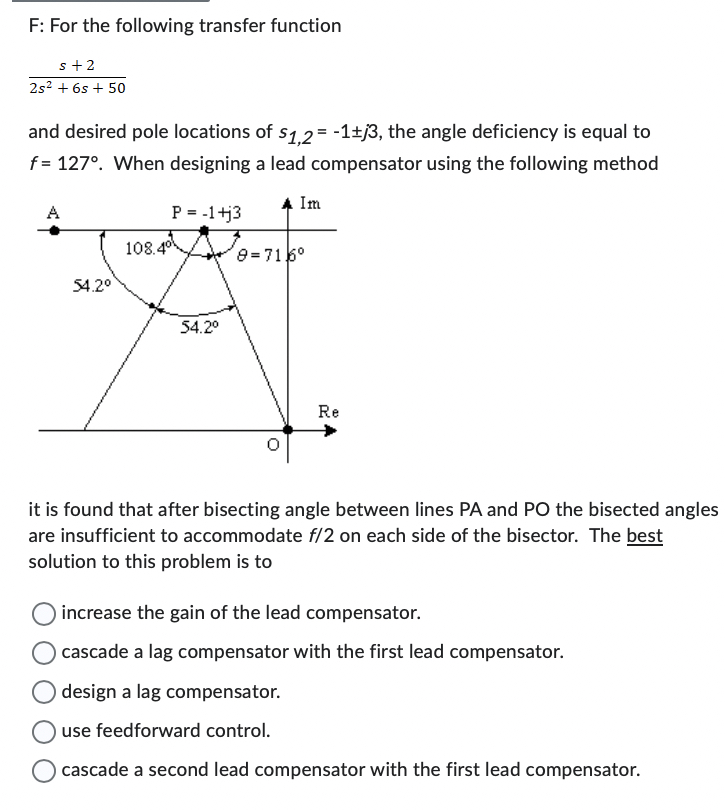 F: For the following transfer function s + 2 2 s