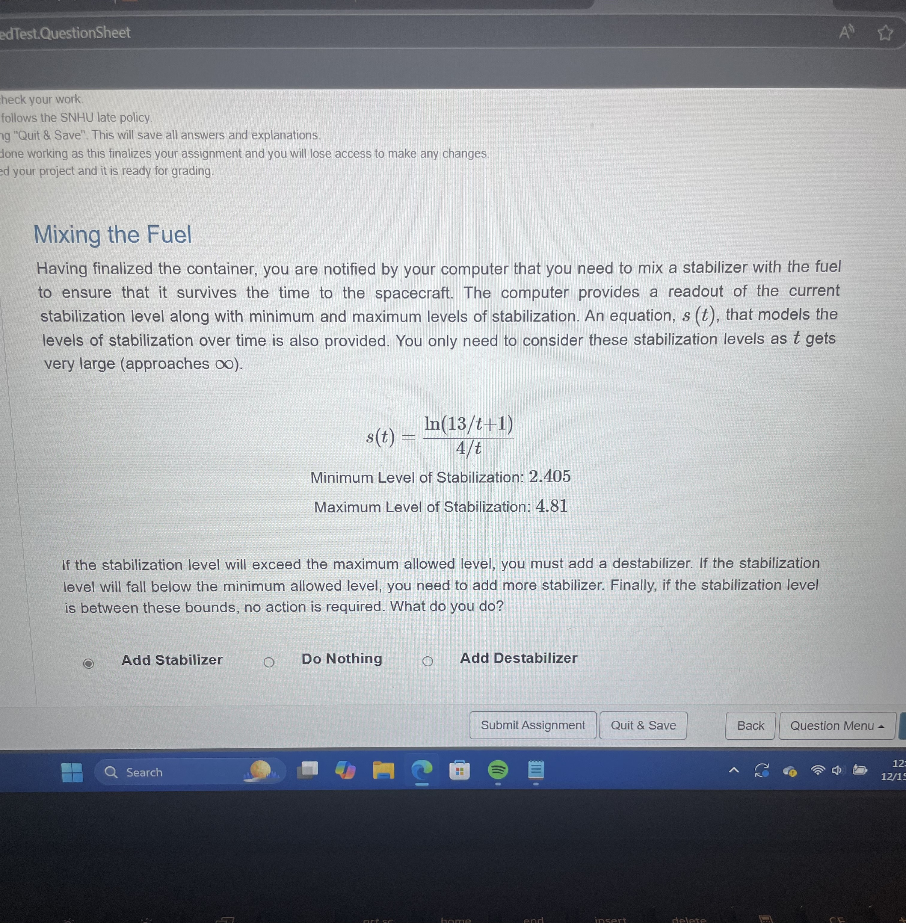 Mixing the Fuel Having finalized the container,