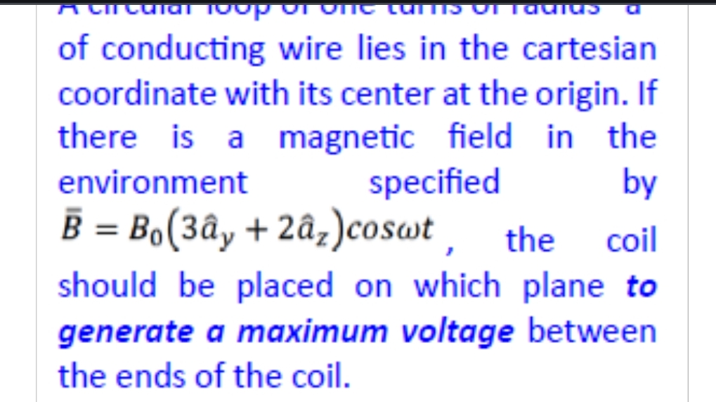 of conducting wire lies in the cartesian