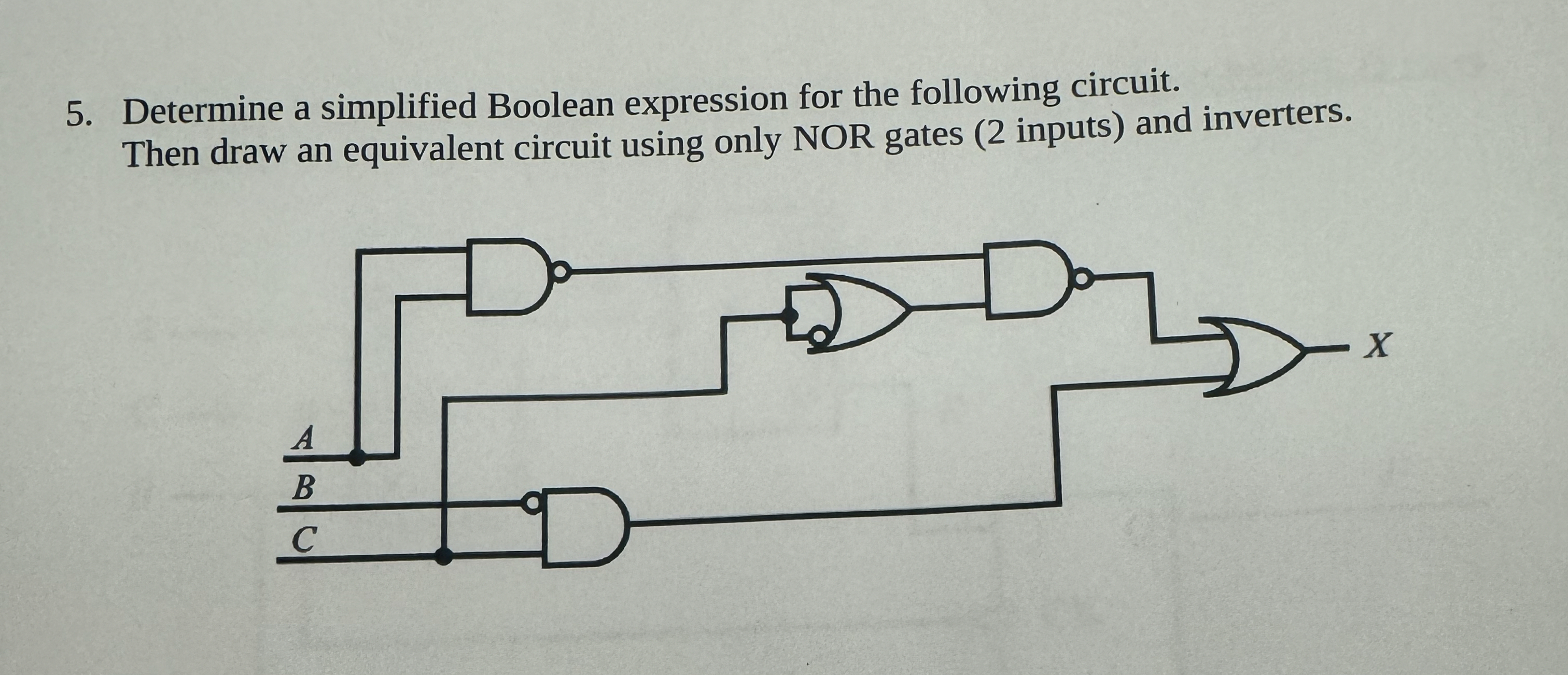 Determine a simplified Boolean expression for the