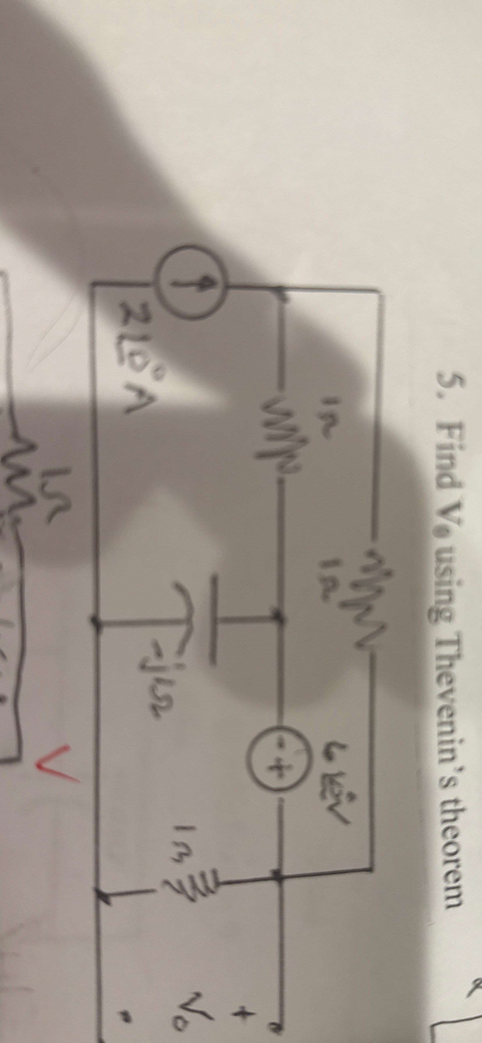 Find V 0 using Thevenin's theorem