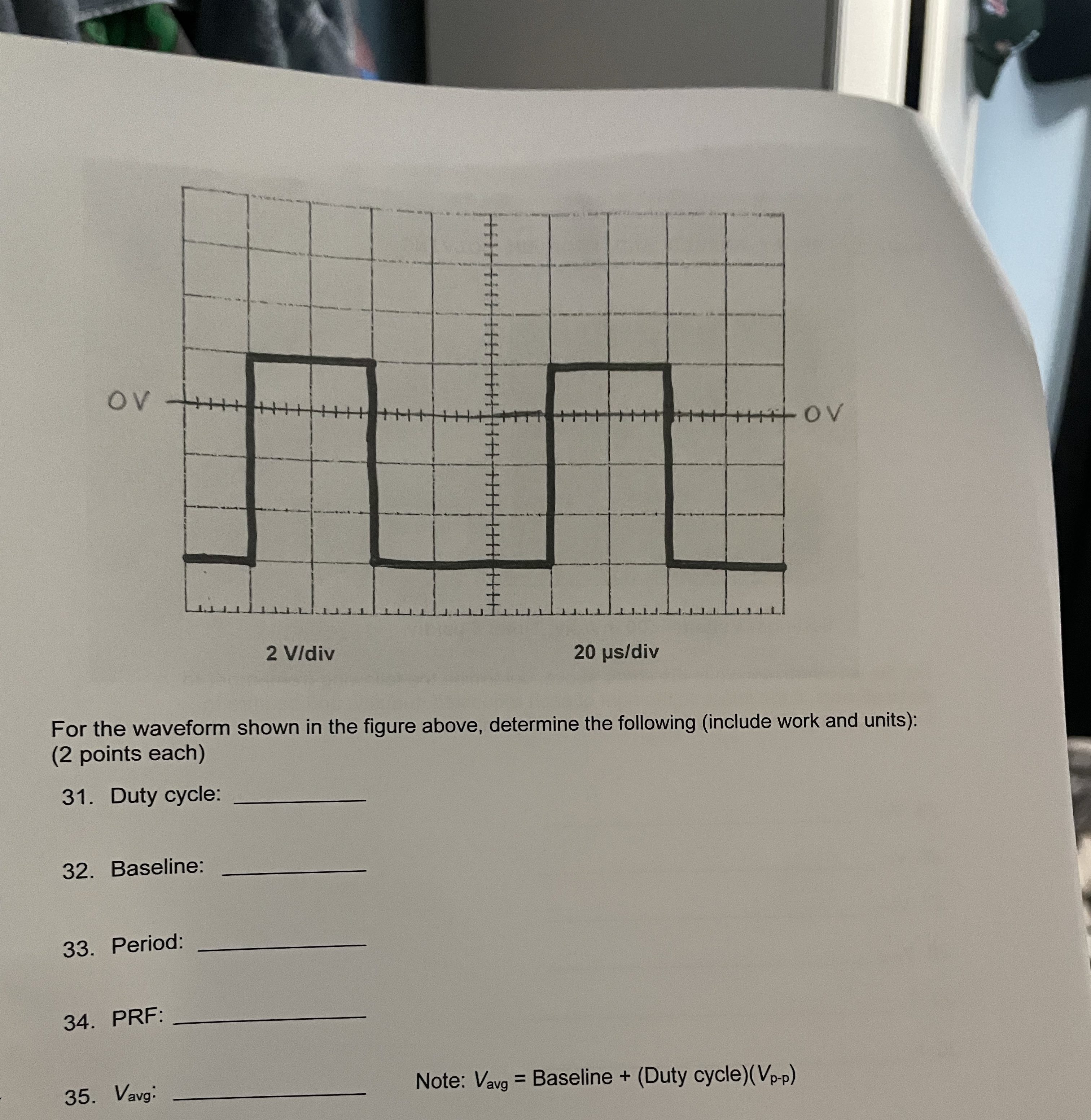 For the waveform shown in the figure above,