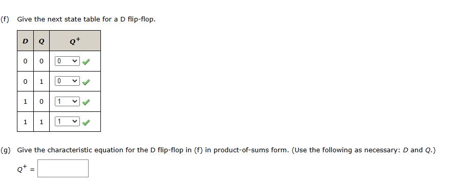 ( g ) Give the characteristic equation for the D