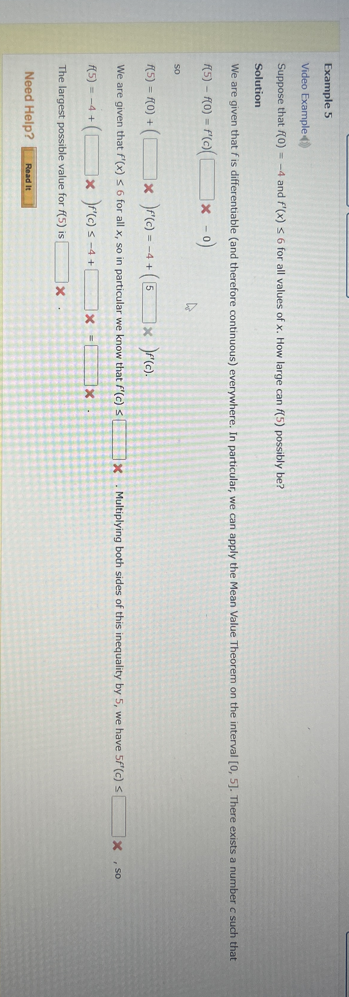 Example 5 Video Example Suppose that f ( 0 ) = -