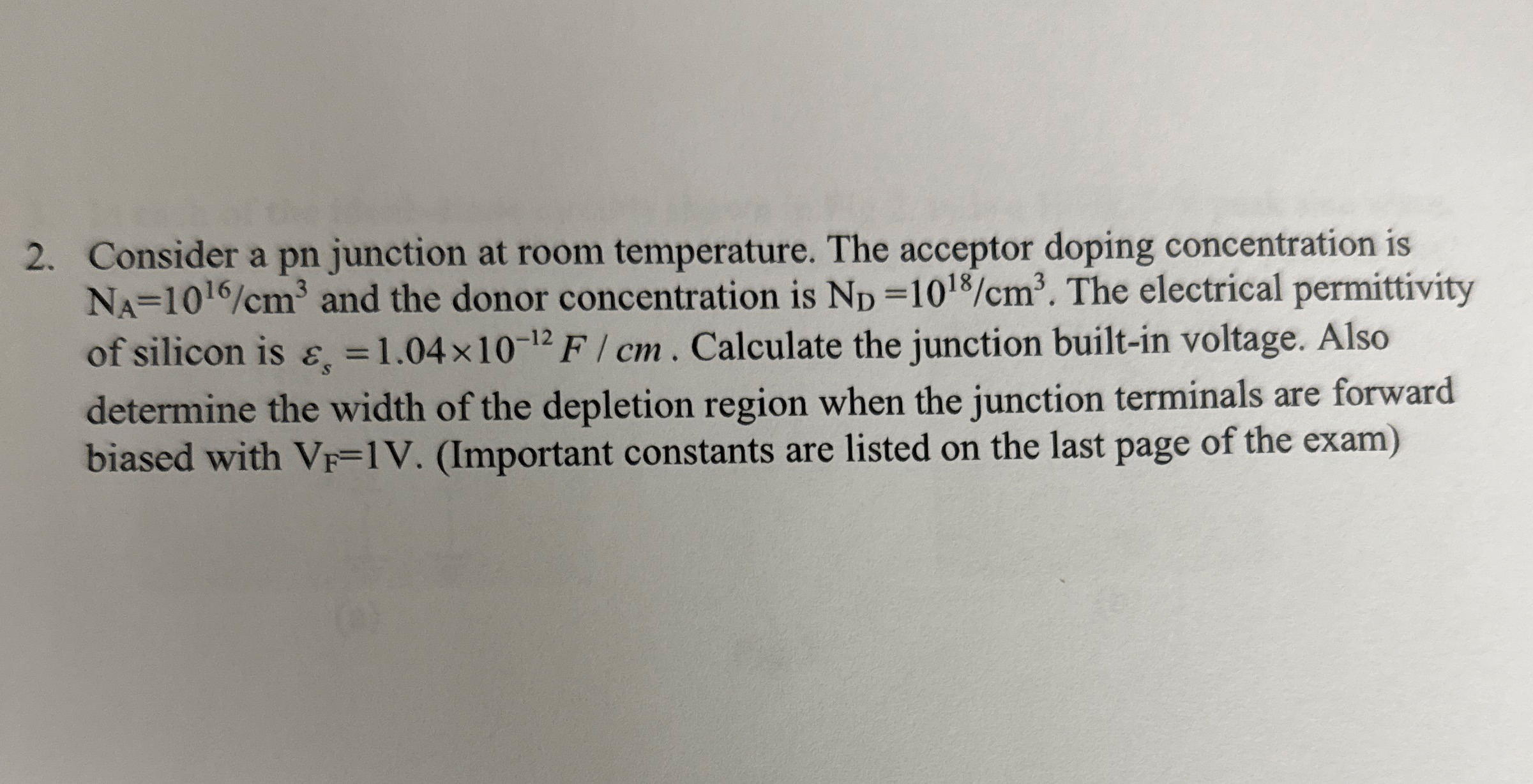 Consider a pn junction at room temperature. The