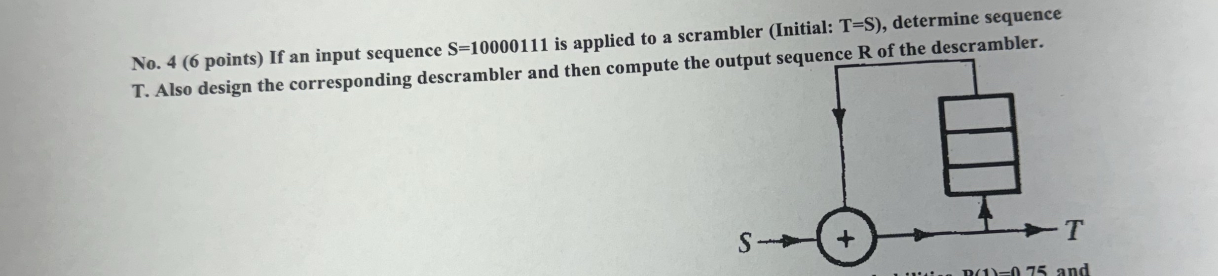 No . 4 ( 6 points ) If an input sequence S = 1 0