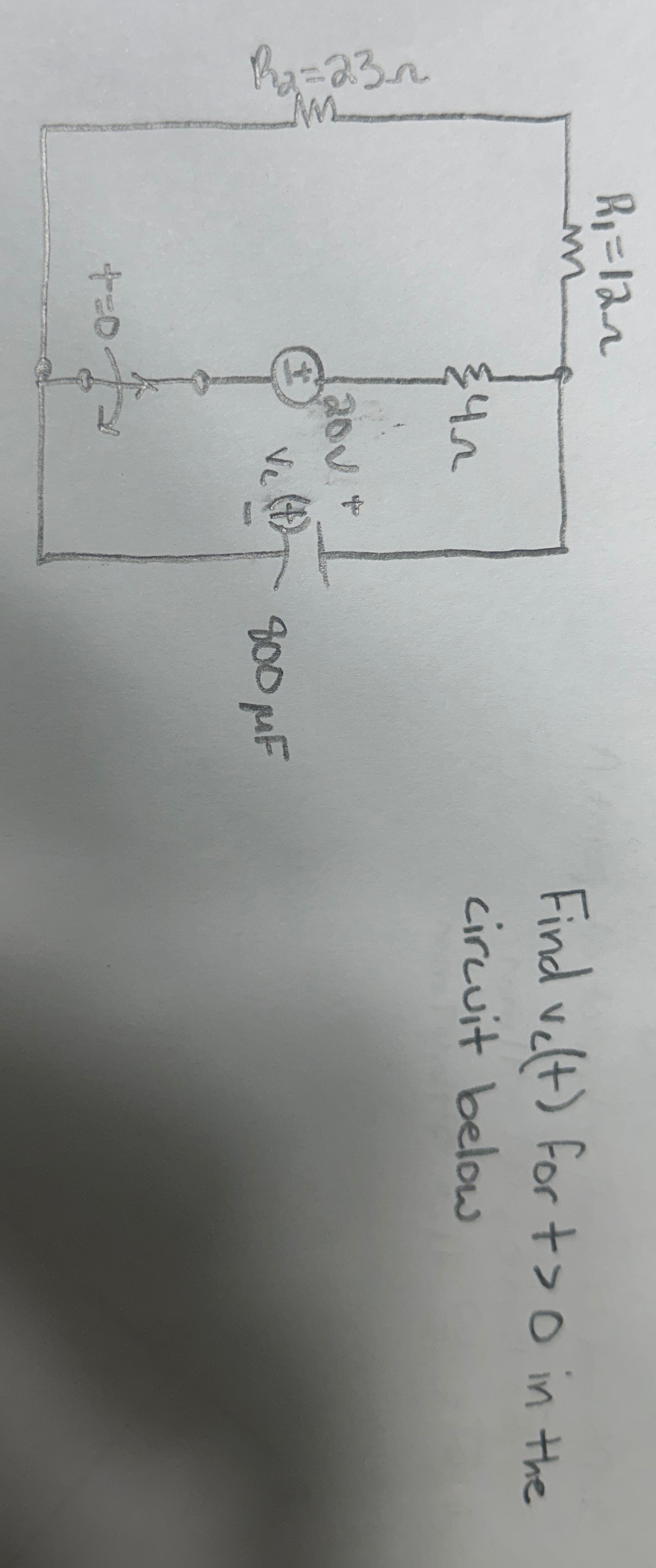 Find v c ( t ) for t > 0 in the circuit below