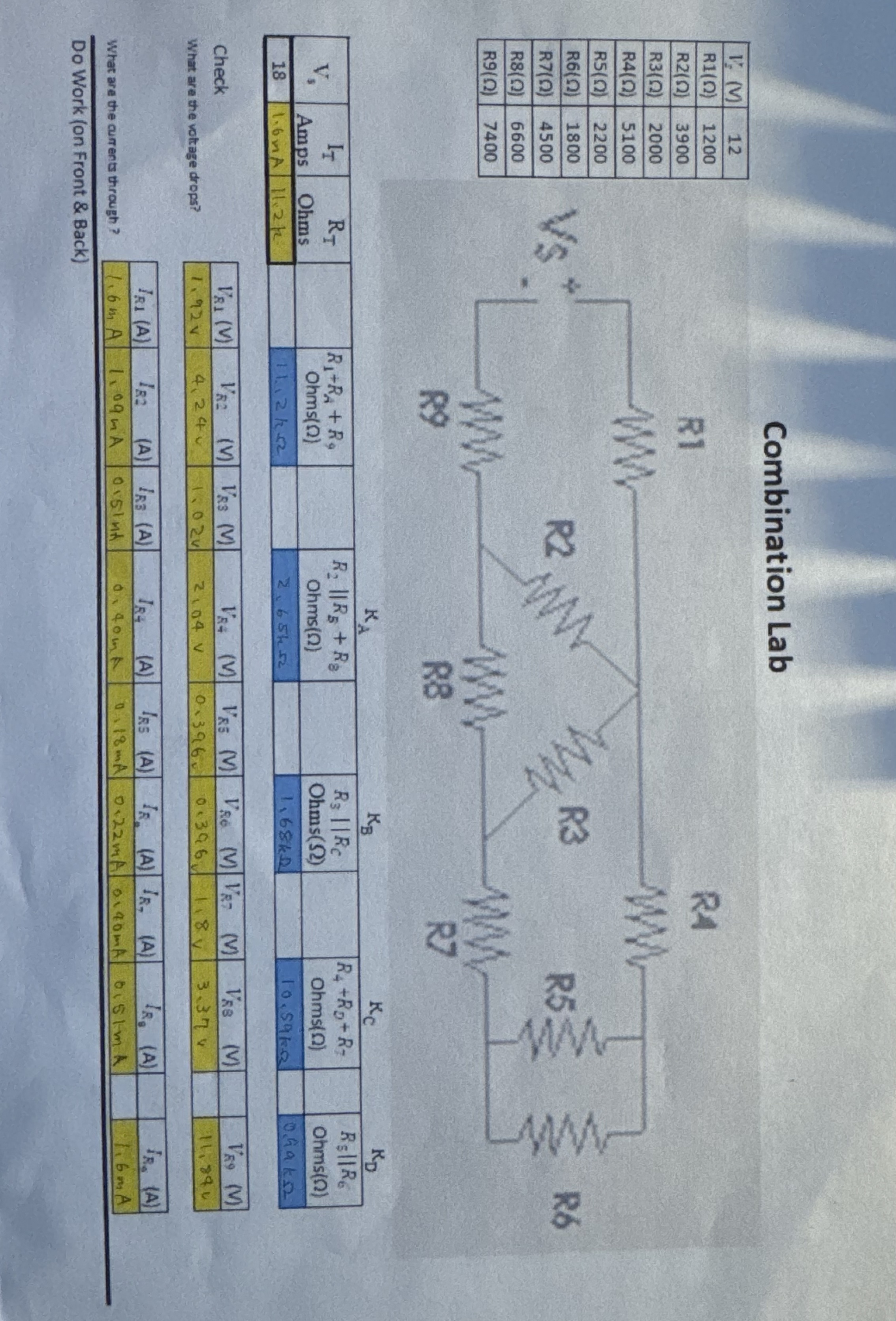 Combination Lab \ table [ [ V z ( V ) , 1 2 ] , [