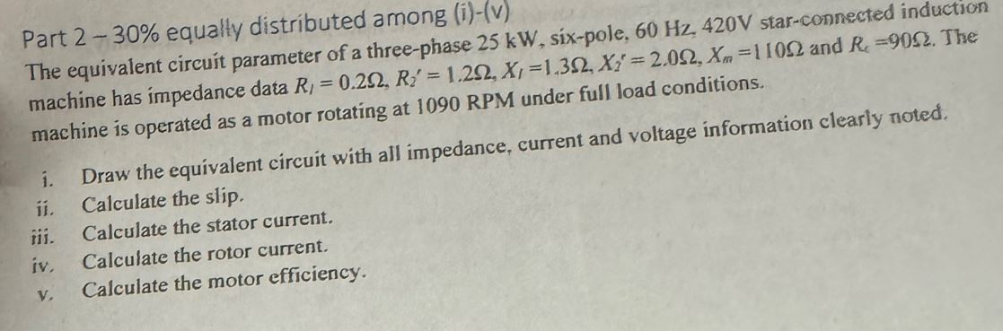 The equivalent circuit parameter of a three -