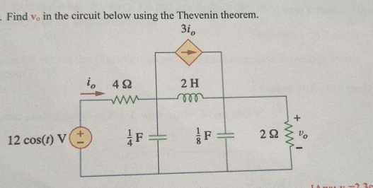 Find v 0 in the circuit below using the Thevenin