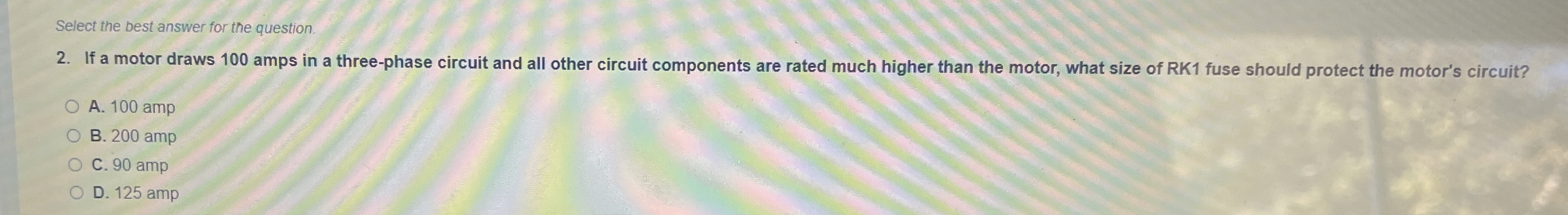 2 . If a motor draws 1 0 0 amps in a three -