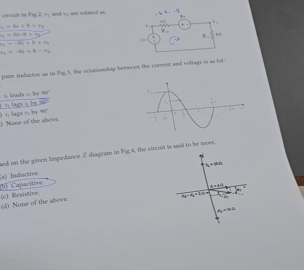 circuit in Fig . 2 , v 1 and v 2 are related as .