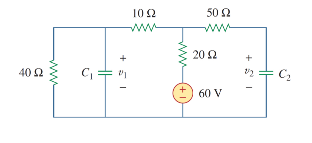 Find the voltage across both capacitors in the