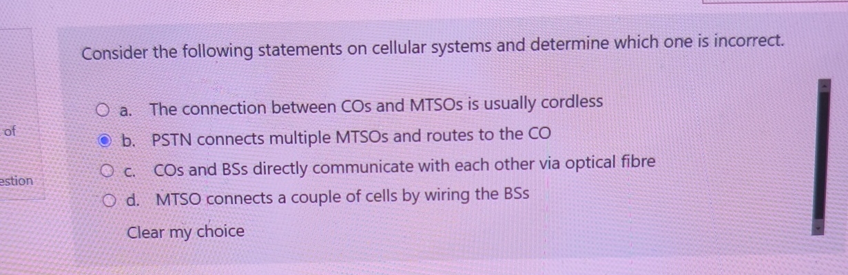 Consider the following statements on cellular