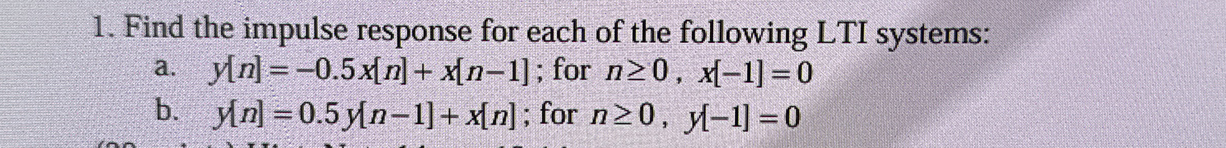 Find the impulse response for each of the