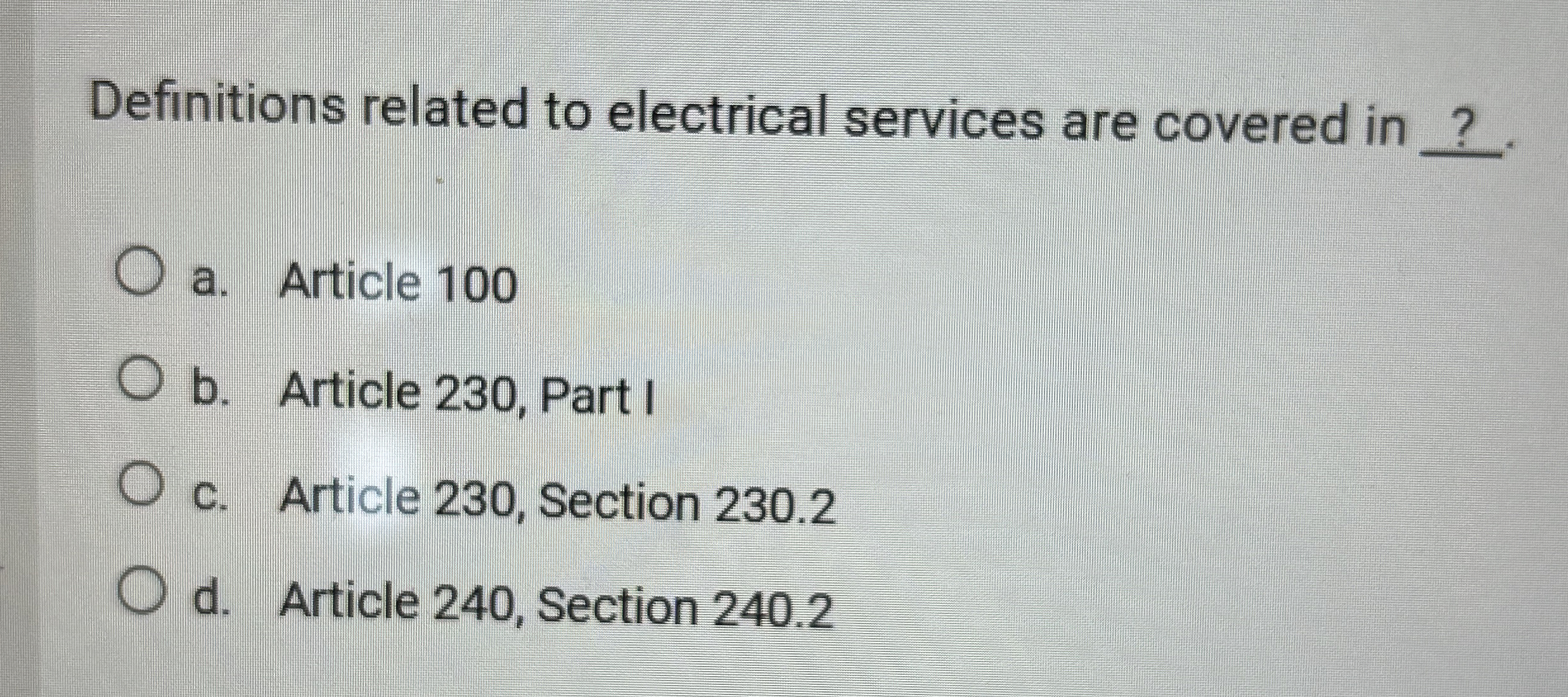 Definitions related to electrical services are