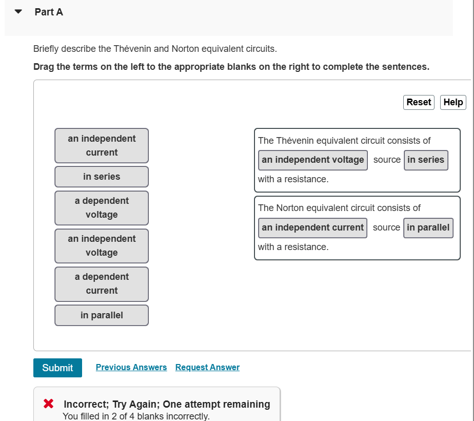 Part A Briefly describe the Th venin and Norton