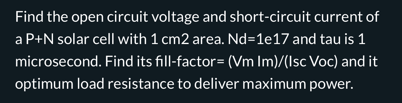 Find the open circuit voltage and short - circuit