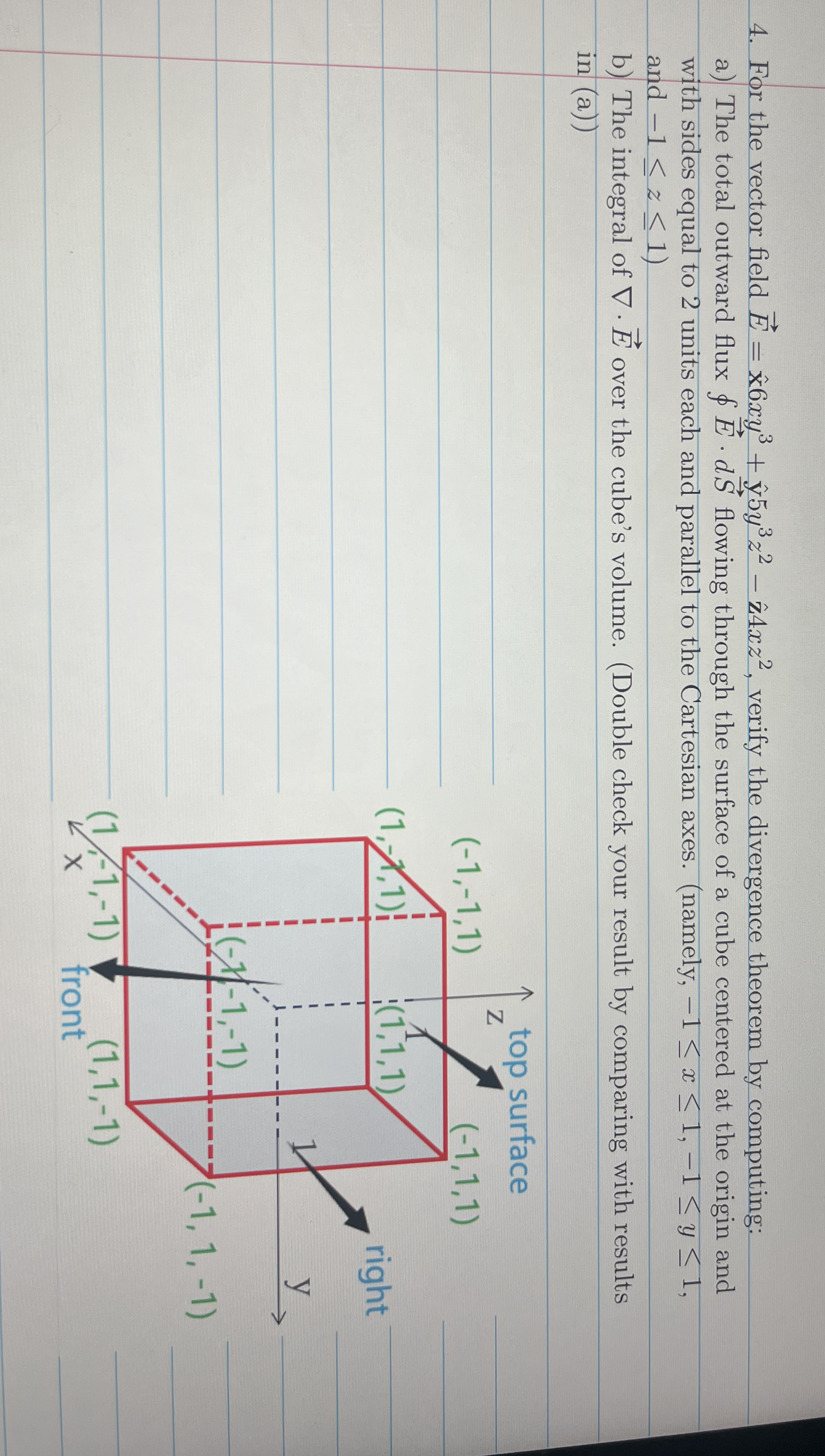 For the vector field vec ( E ) = hat ( x ) 6 x y