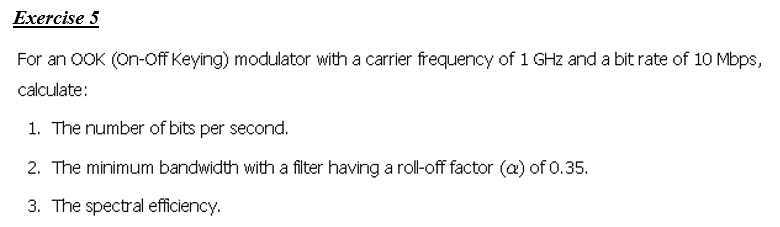 Exercise 5 For an OOK ( On - Off Keying )