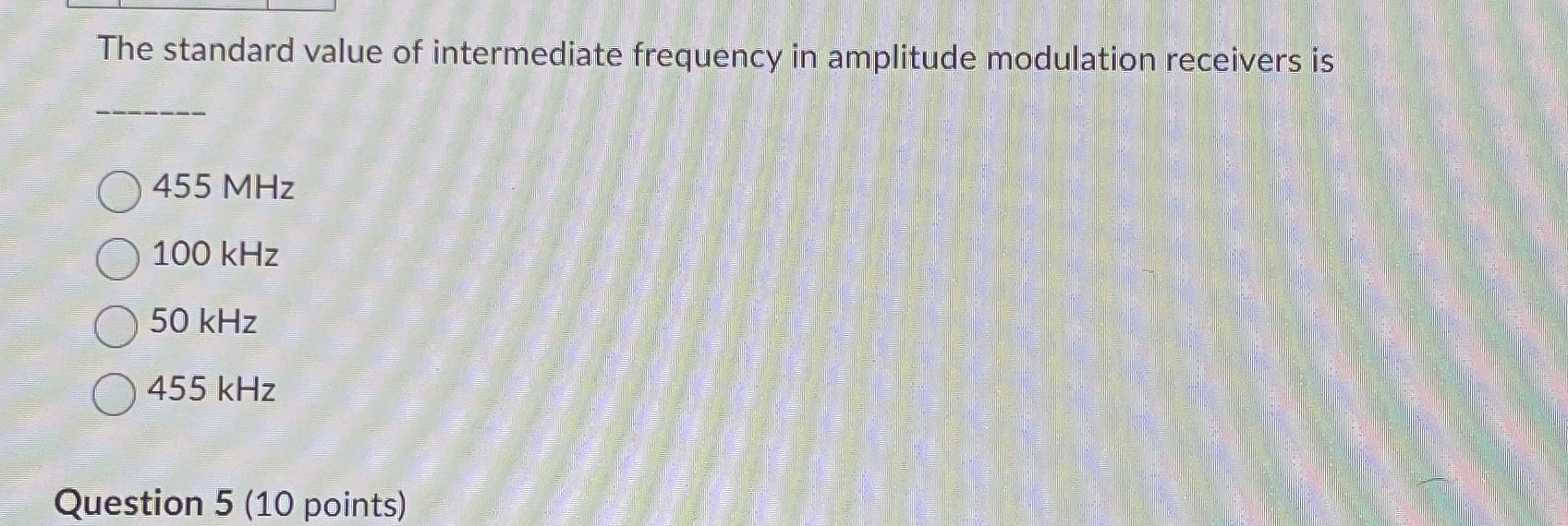 The standard value of intermediate frequency in