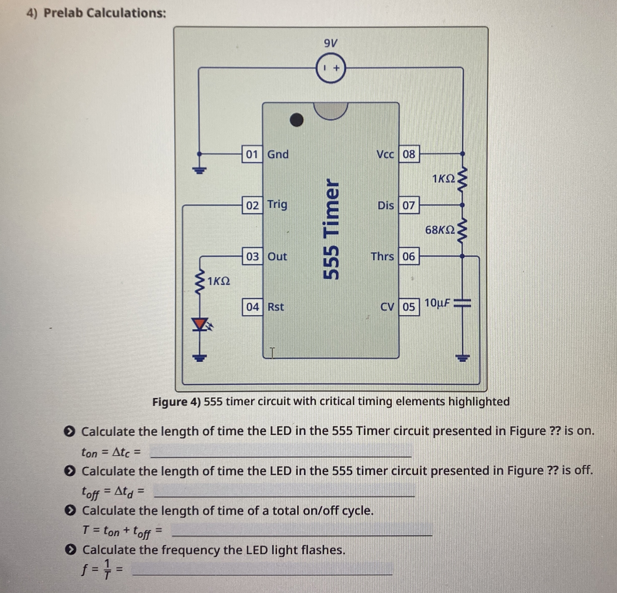 Prelab Calculations: Figure 4 ) 5 5 5 timer