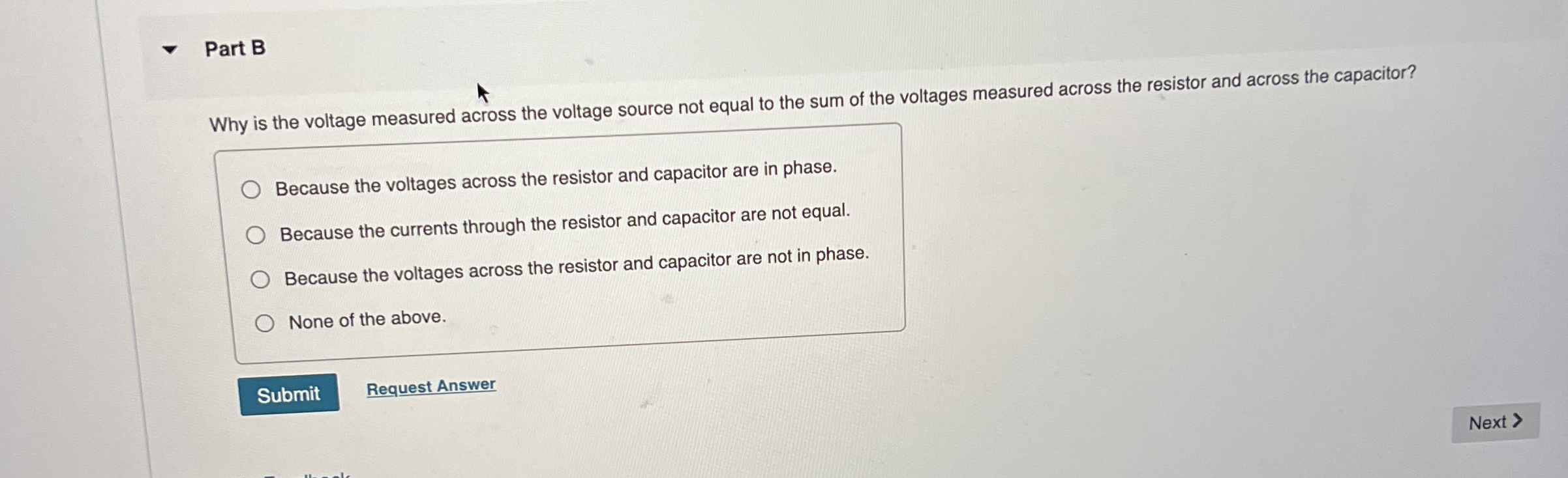 Part B Why is the voltage measured across the