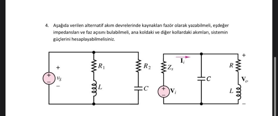A a da verilen alternatif ak m devrelerinde