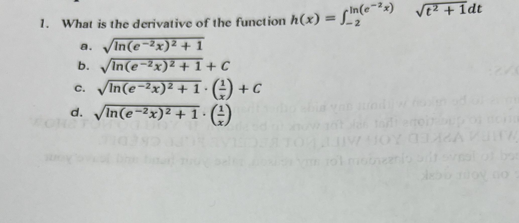 What is the derivative of the function h ( x ) =