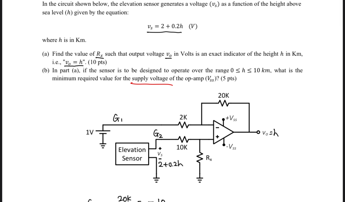 In the circuit shown below, the elevation sensor