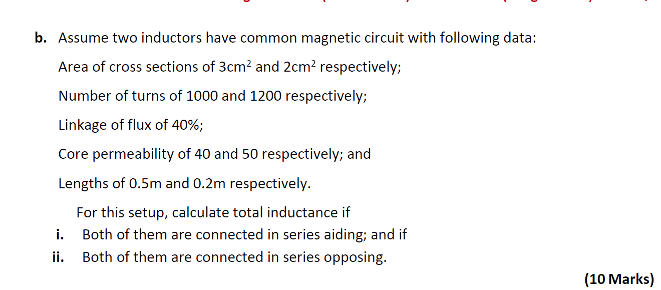 b . Assume two inductors have common magnetic