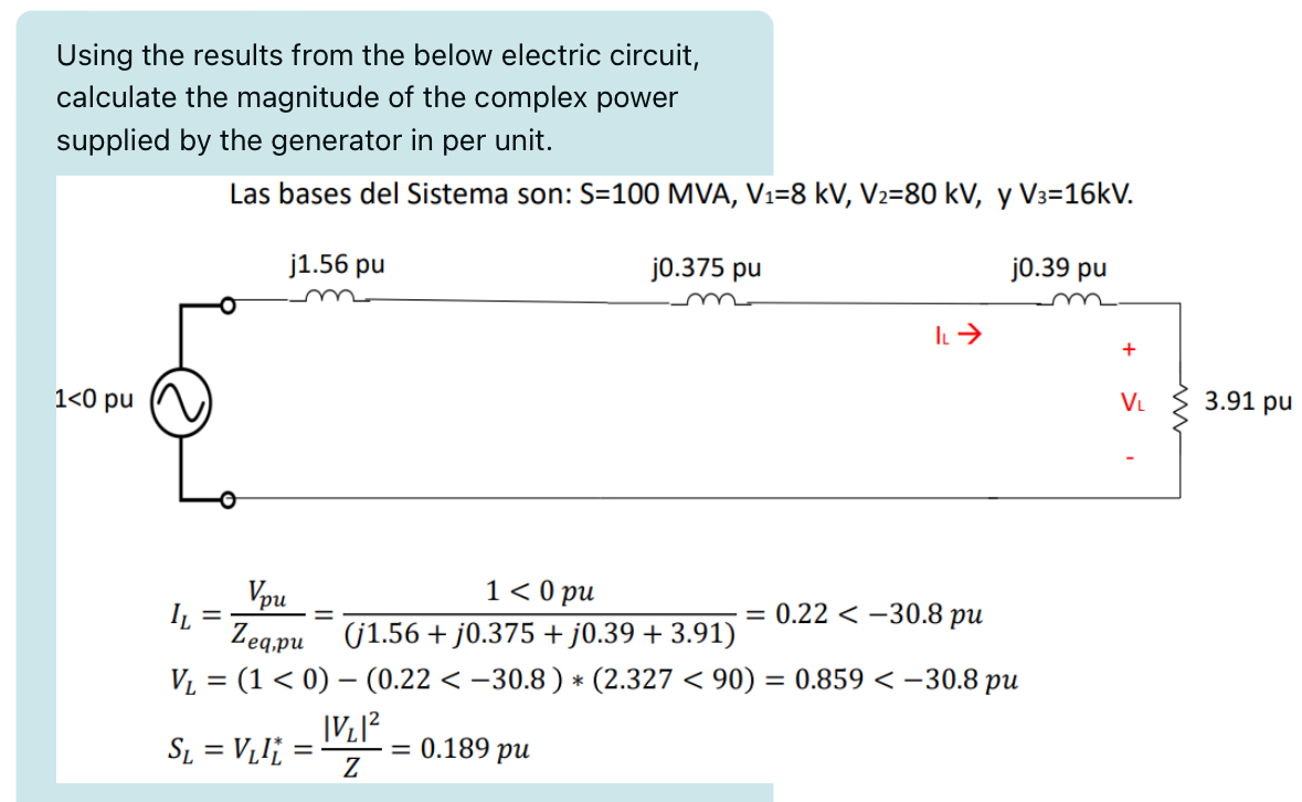 Using the results from the below electric