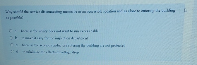 Why should the service disconnecting means be in
