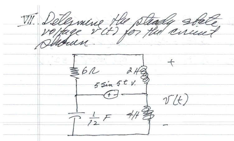 Vii. Determine the steady state voltage v ( t )