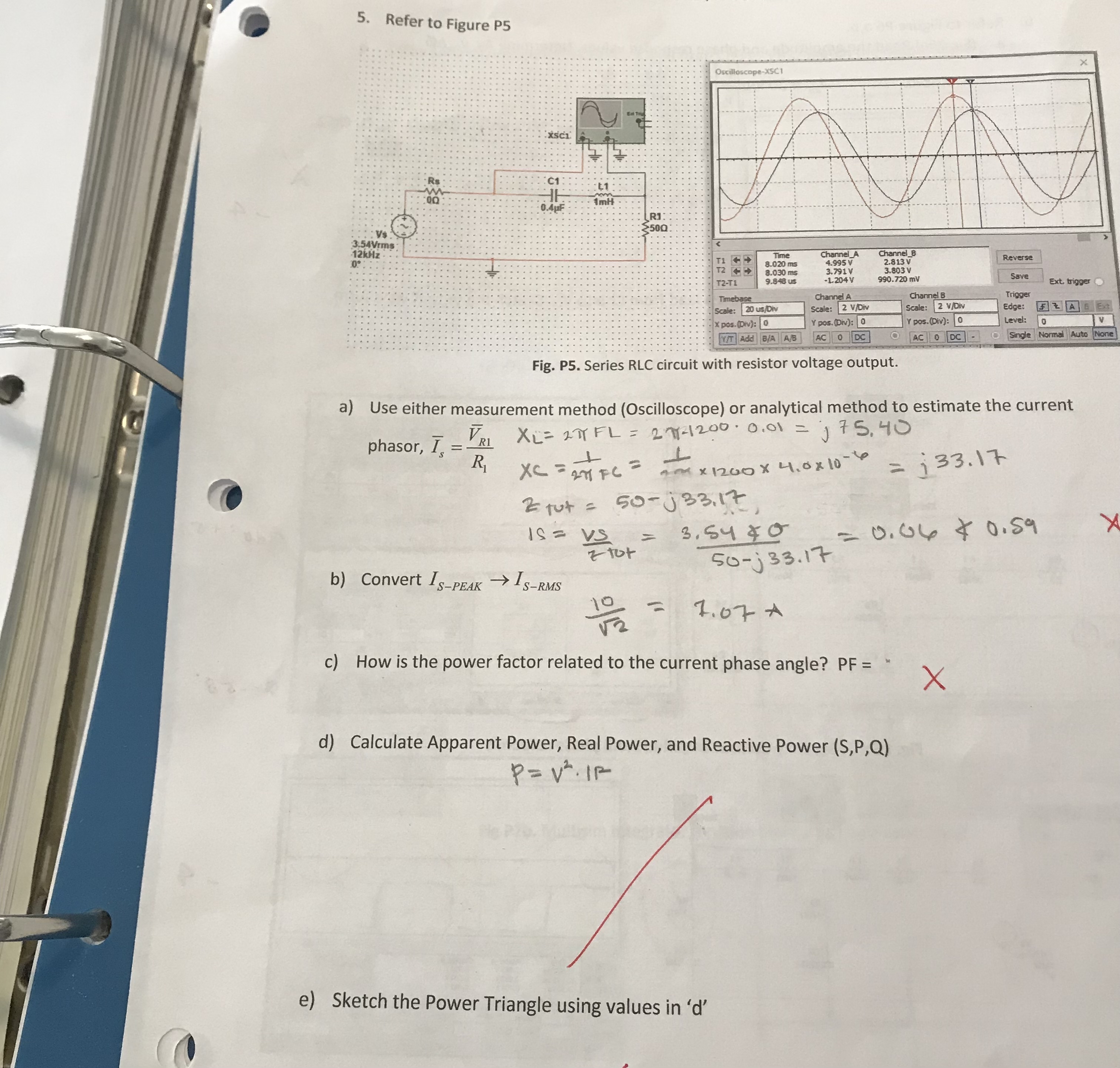 D . Calculate apparent, reql power and reactive