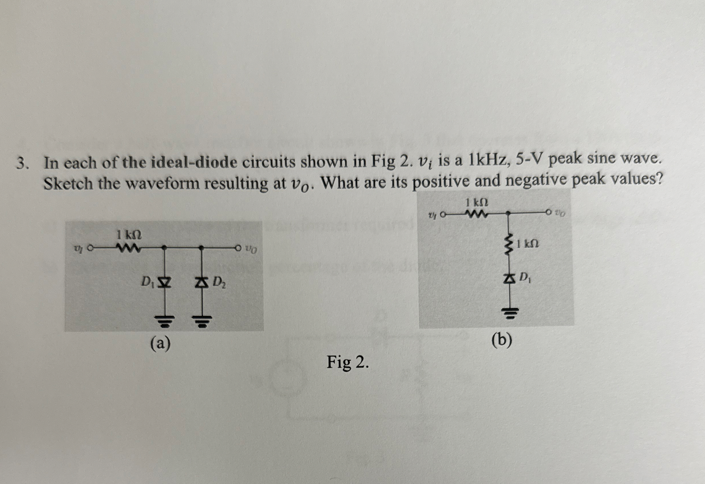 In each of the ideal - diode circuits shown in