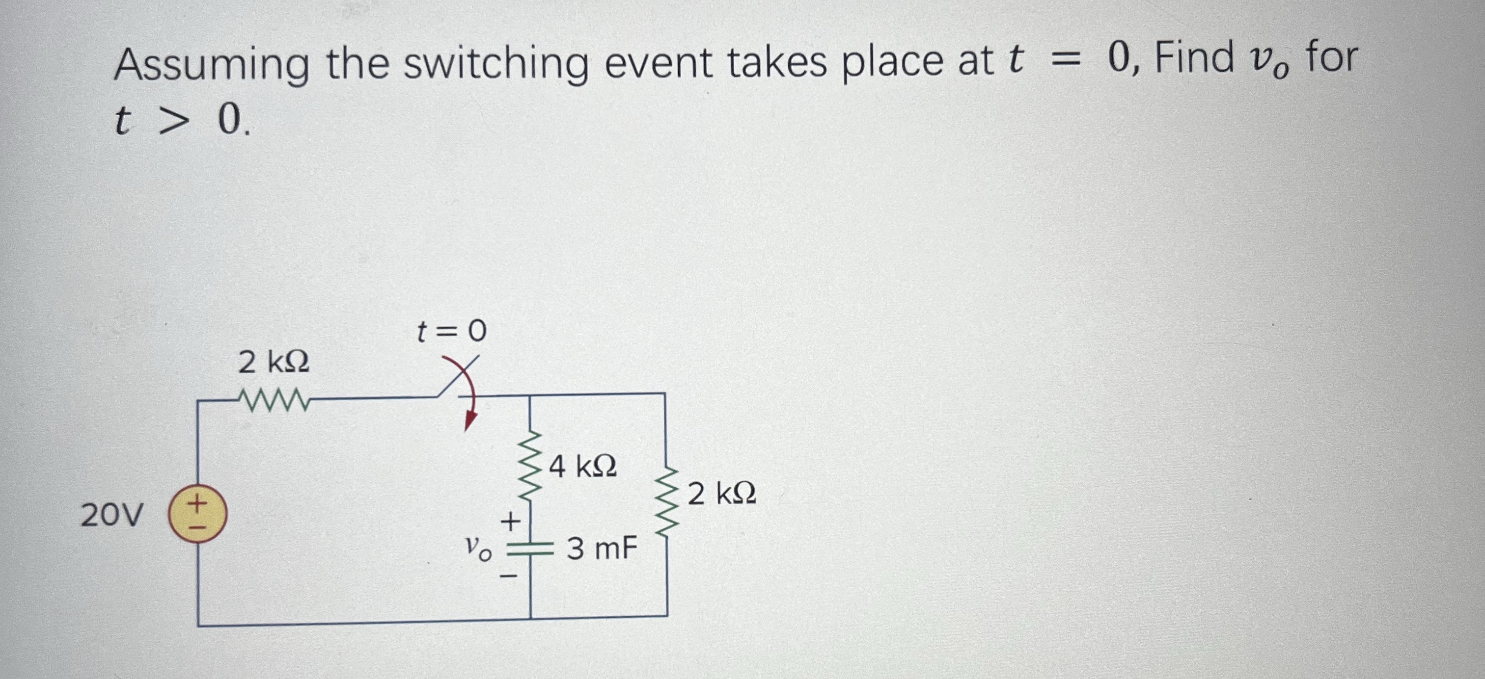 Assuming the switching event takes place at t = 0