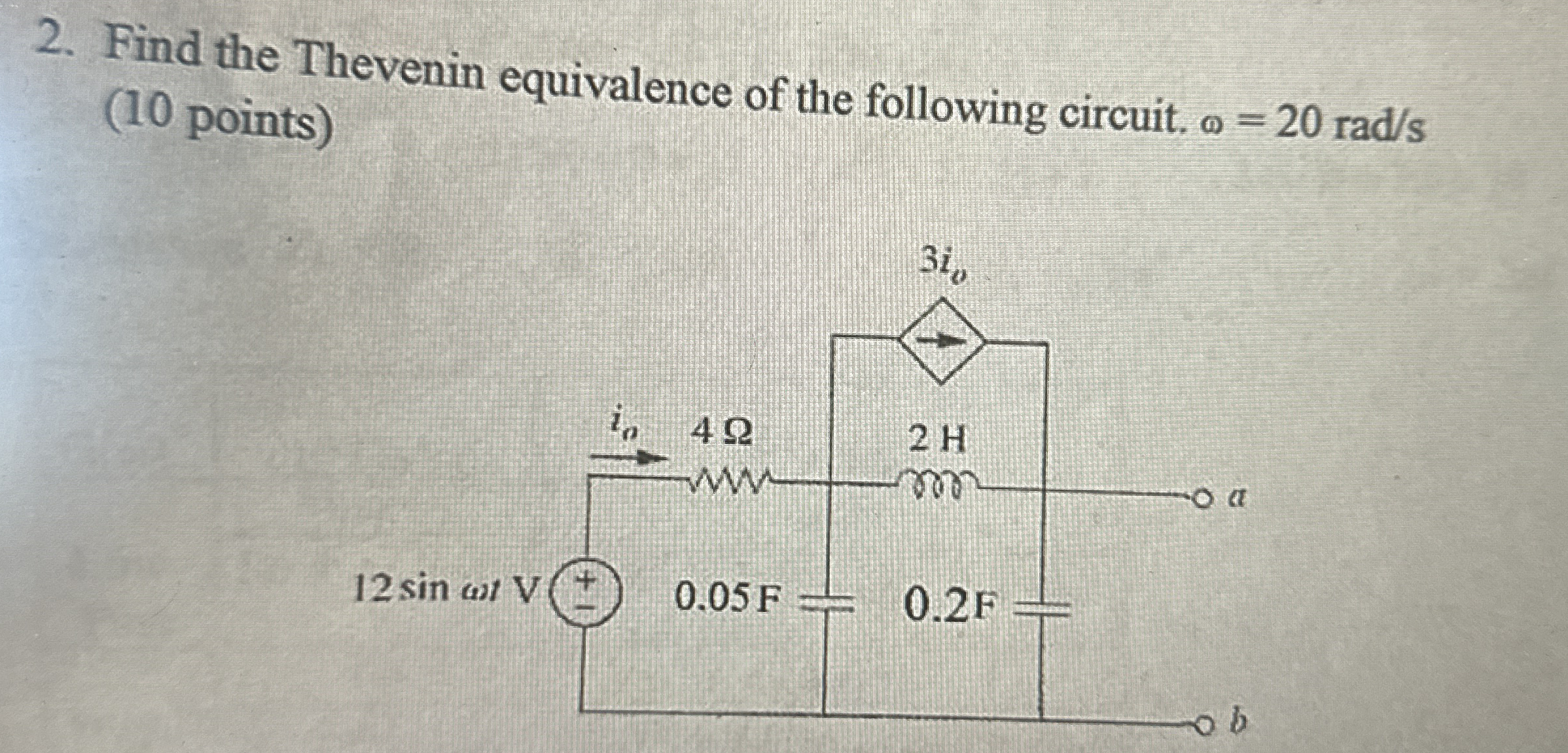 Find the Thevenin equivalence of the following