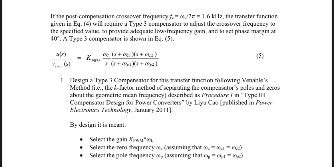 If the post - compensation crossover frequency f