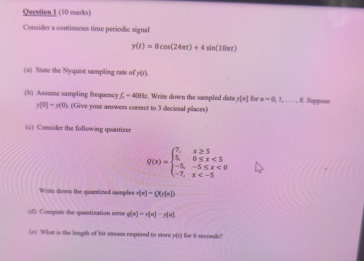 Question 1 ( 1 0 marks ) Consider a continuous