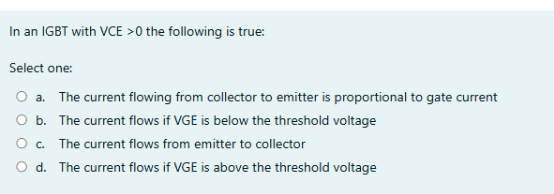In an IGBT with VCE  style=
