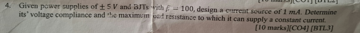 4 . Given power supplies of \ ( \ pm 5 \ mathrm {