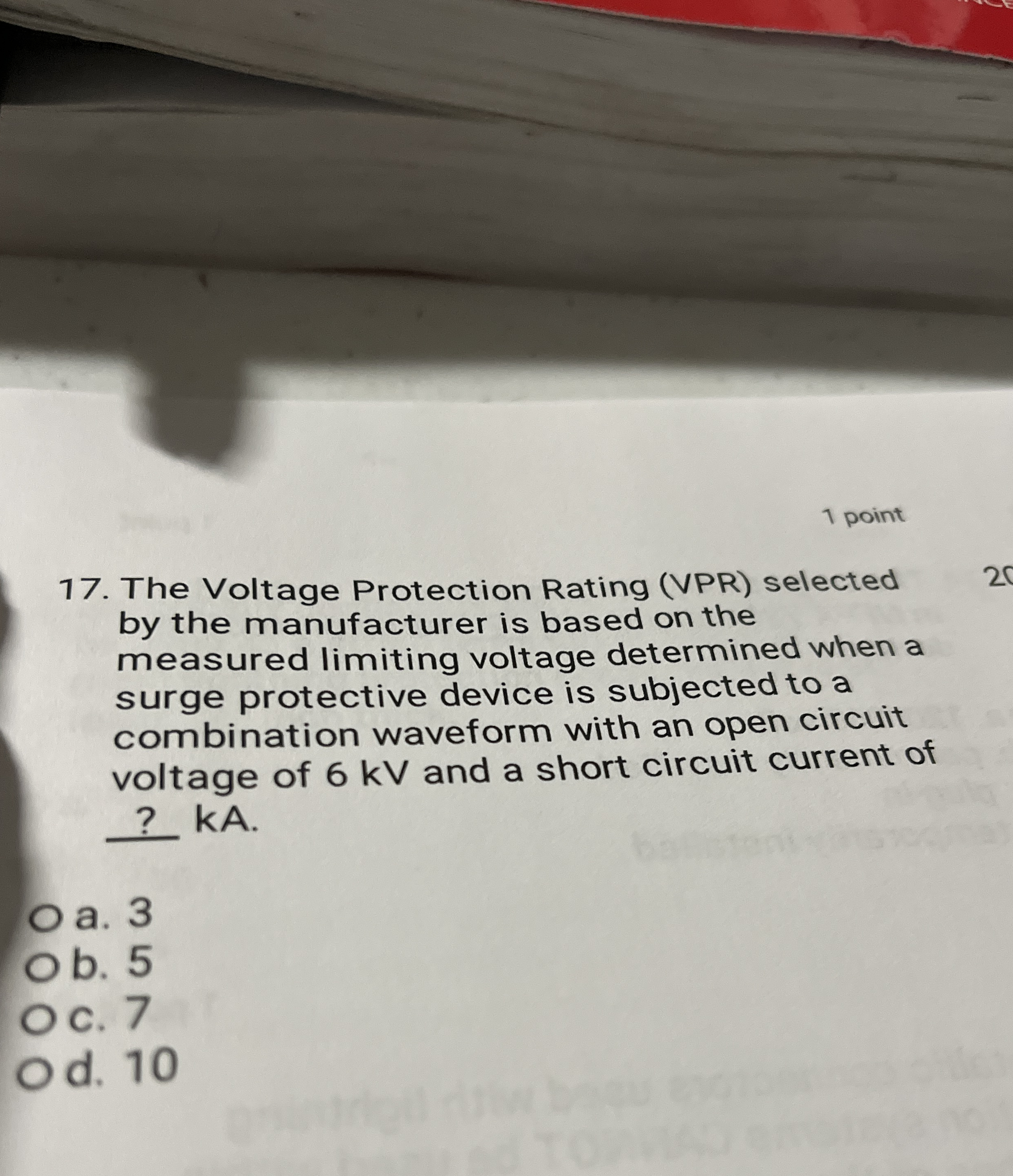 1 point 1 7 . The Voltage Protection Rating ( VPR